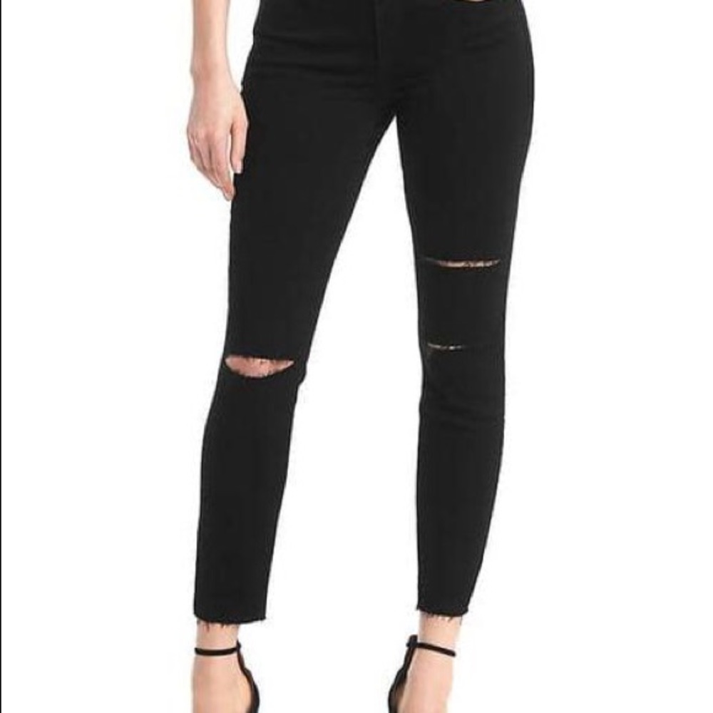 Gap True Skinny Jeans - Black, Distressed